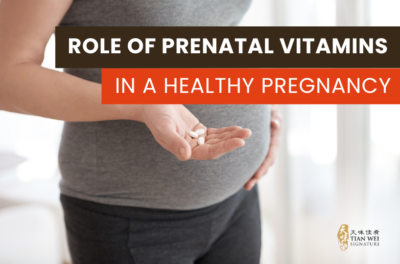 Pregnant mum holding pills